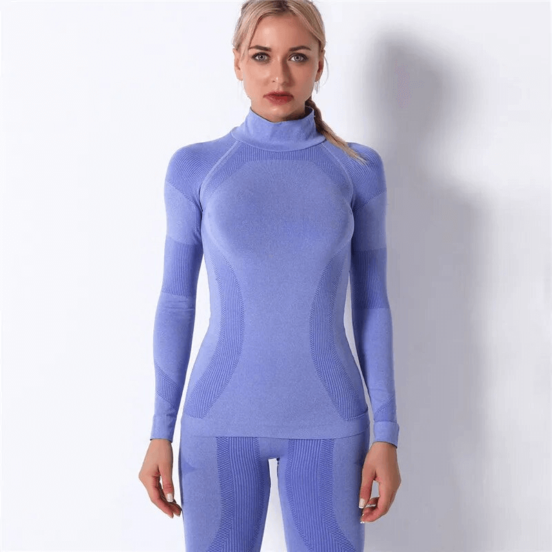 Stretchy seamless super soft long sleeve top for sport, designed for female athletes. Lightweight, breathable nylon for maximum comfort.